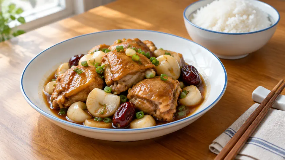 菱角炆雞飯