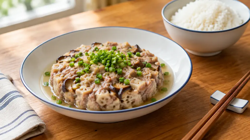 蓮藕冬菇蒸肉餅飯