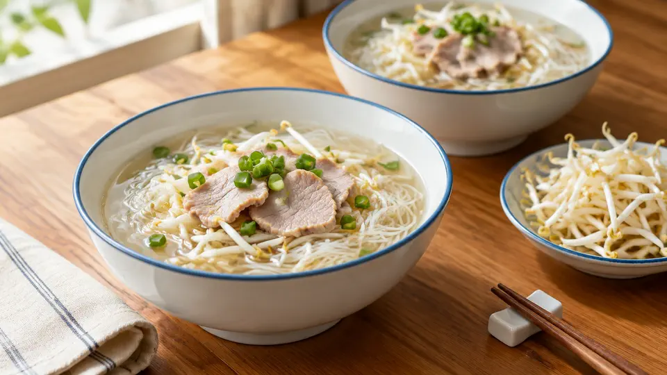 黃豆芽肉片湯米粉