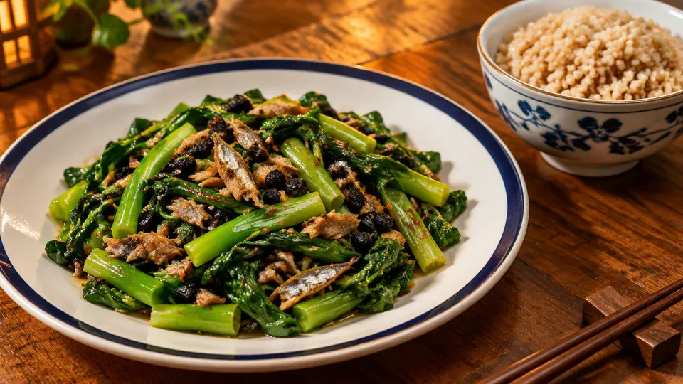 豆豉鯪魚炒油麥菜