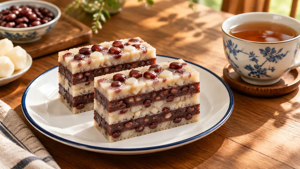 Red bean and tangerine peel cake