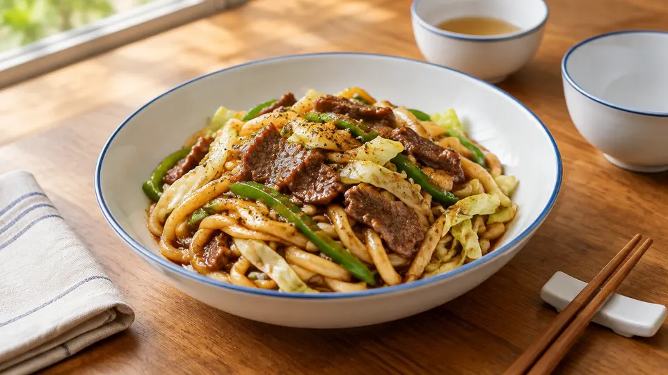 黑椒牛肉炒烏冬