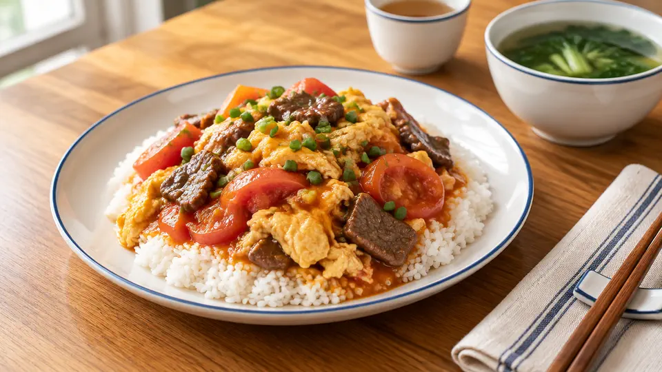 番茄牛肉炒蛋飯