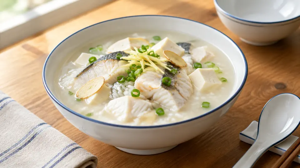 American ginseng and sea bass soup over rice