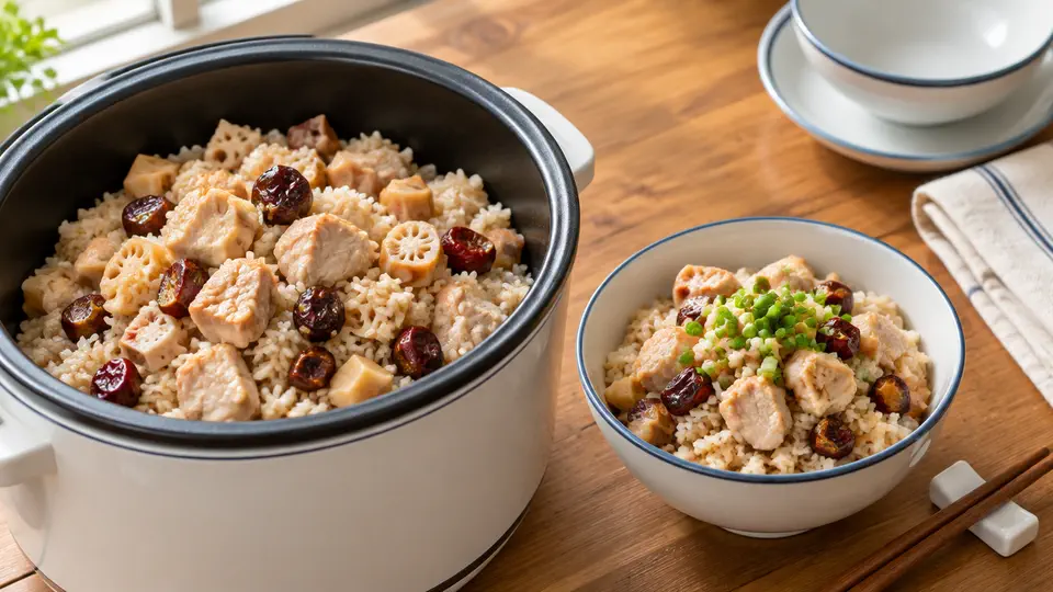 蓮藕紅棗雞粒燜飯