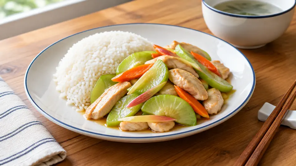 子薑節瓜炒雞片飯