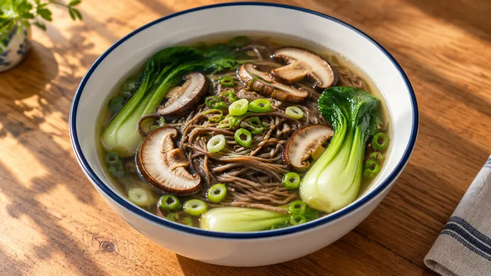 鮮冬菇蕎麥湯麵