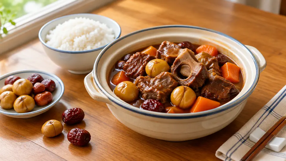 Braised beef shank with chestnuts and red dates