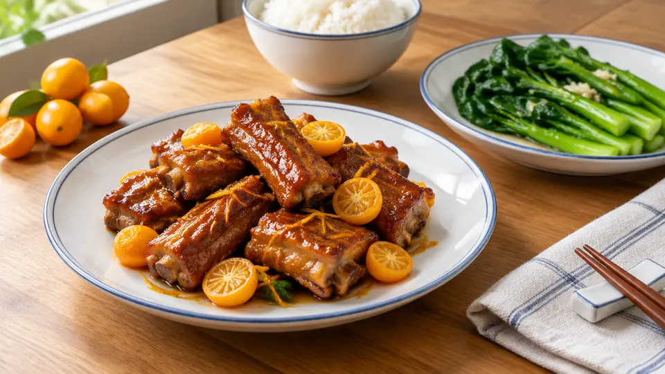 Air-fried honey kumquat pork ribs