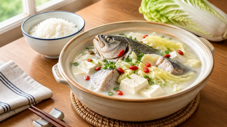 黃芽白豆腐魚頭煲