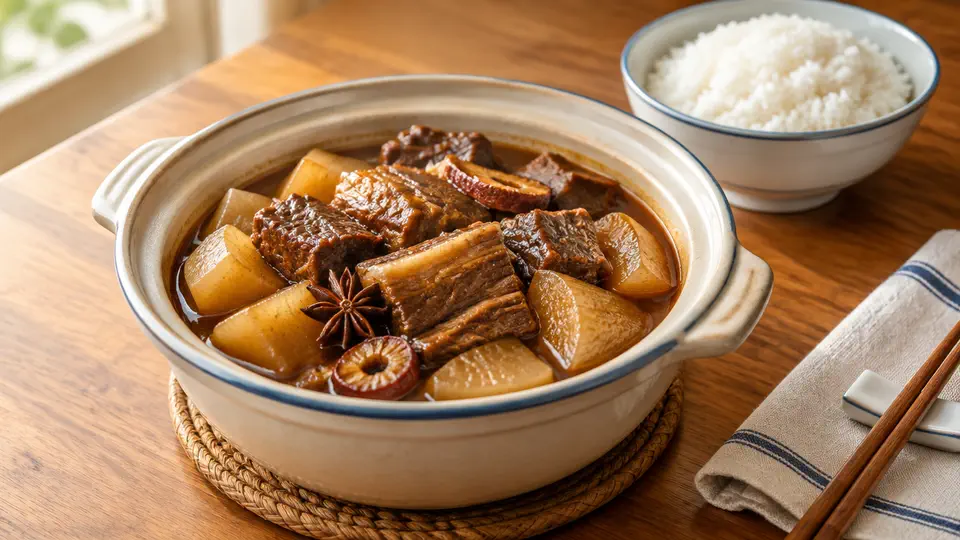 Braised beef brisket with daikon and hawthorn