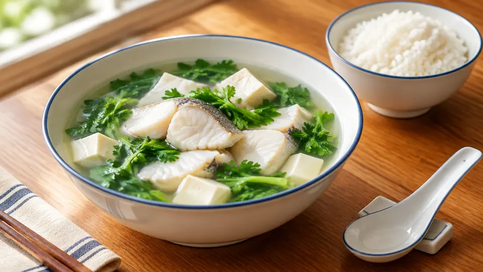 茼蒿豆腐魚片湯