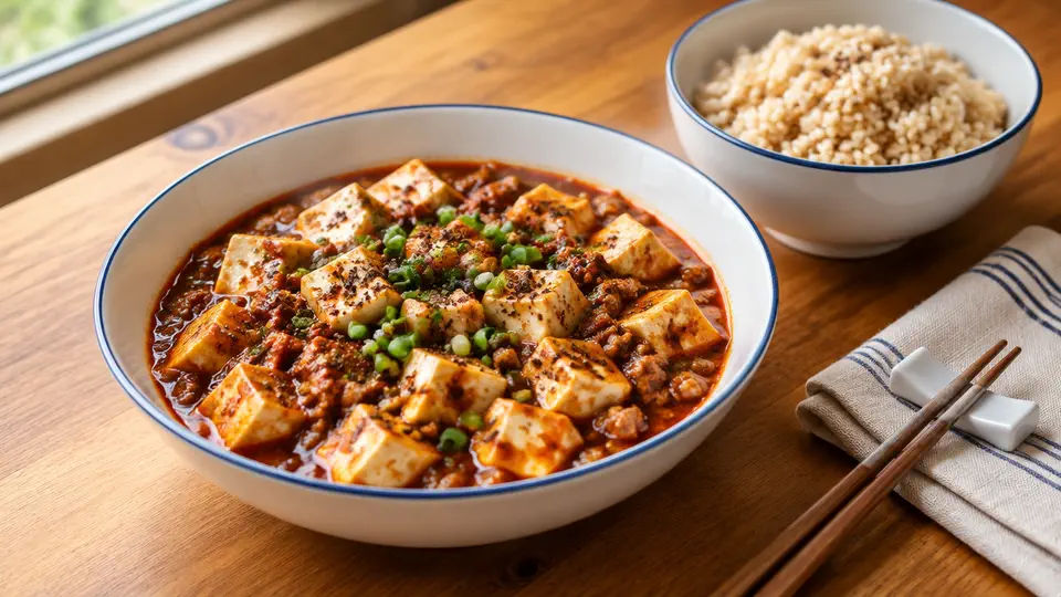 麻婆豆腐配糙米飯