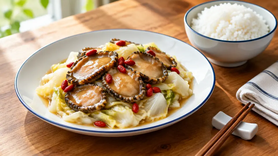 鮑魚扒黃芽白飯