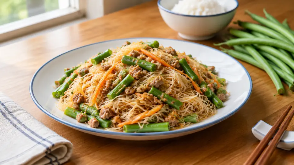 豆角肉碎炒米粉