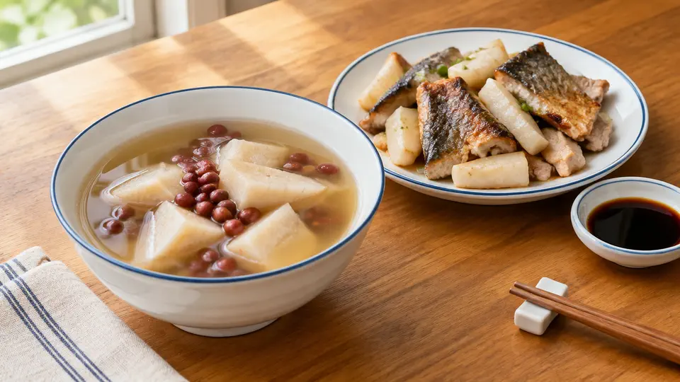 Kudzu root, adzuki bean and mud carp soup