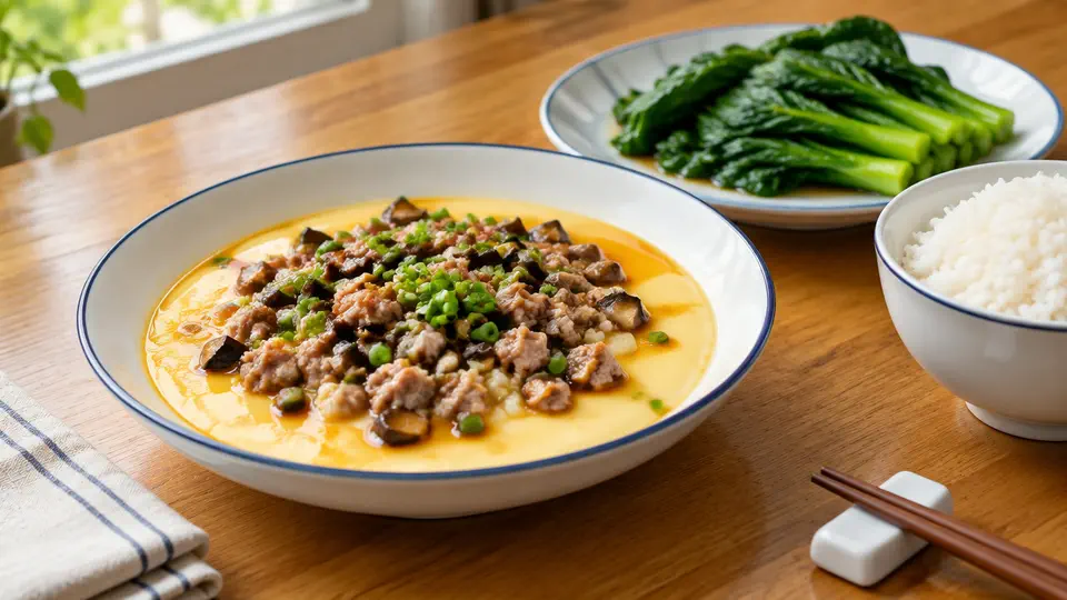 冬菇肉碎蒸水蛋