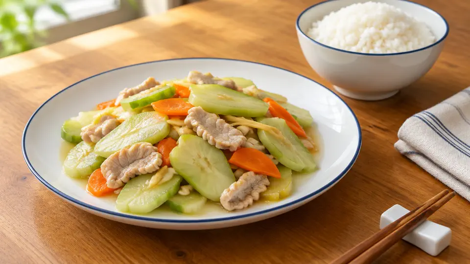 合掌瓜炒肉片