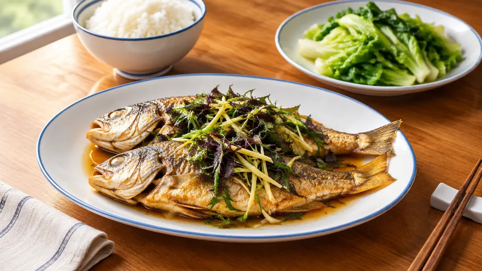 紫蘇煎黃花魚飯