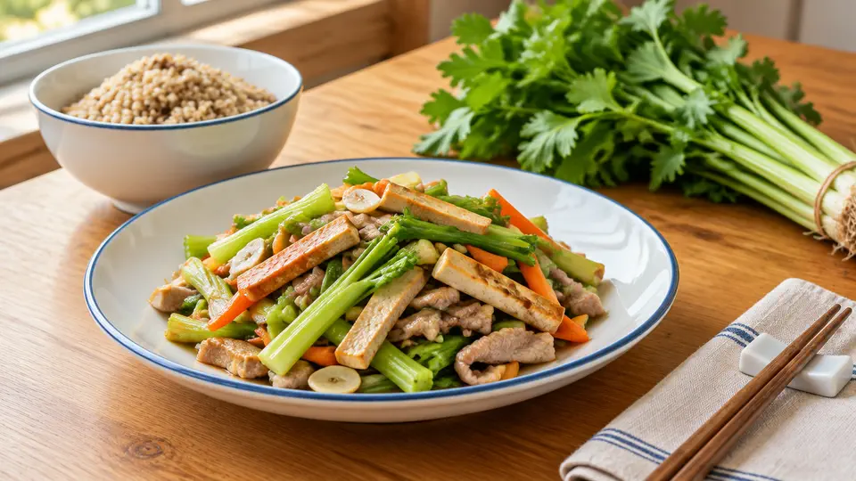 唐芹豆乾炒肉絲