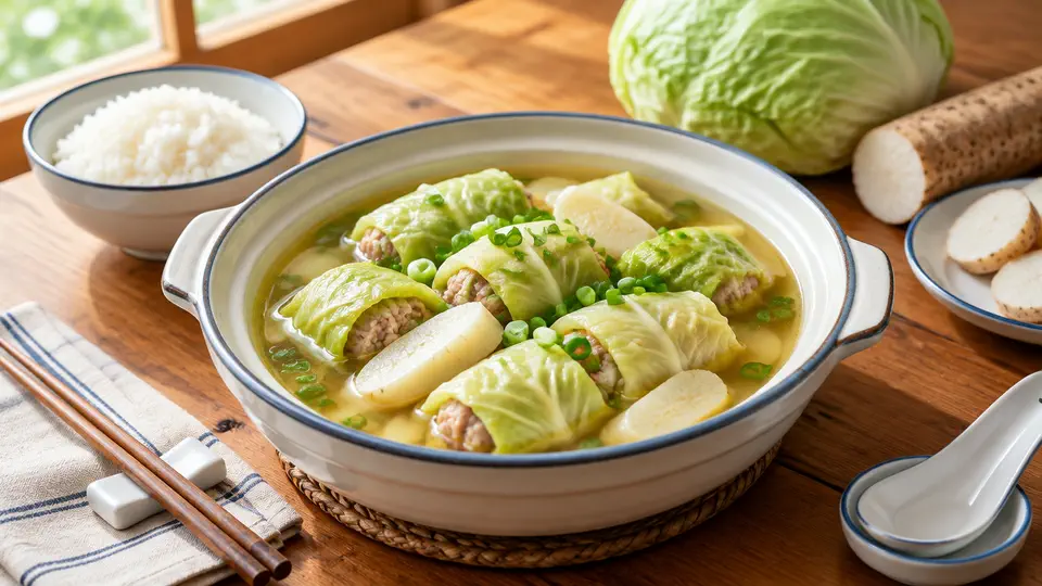 清湯椰菜淮山肉卷