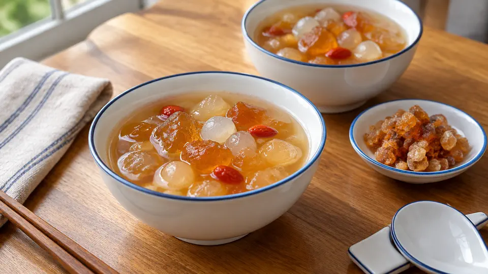 桃膠皂角米糖水