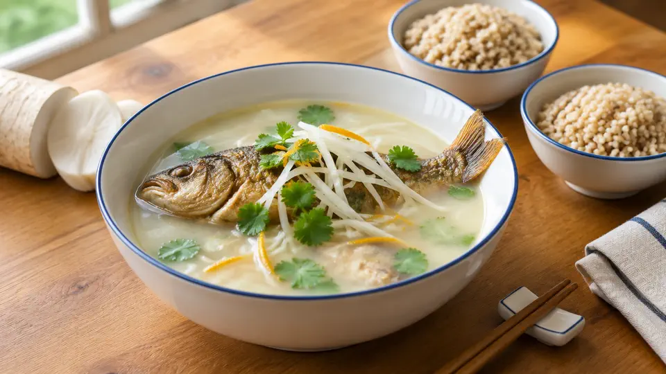 蘿蔔絲鯽魚湯配糙米飯
