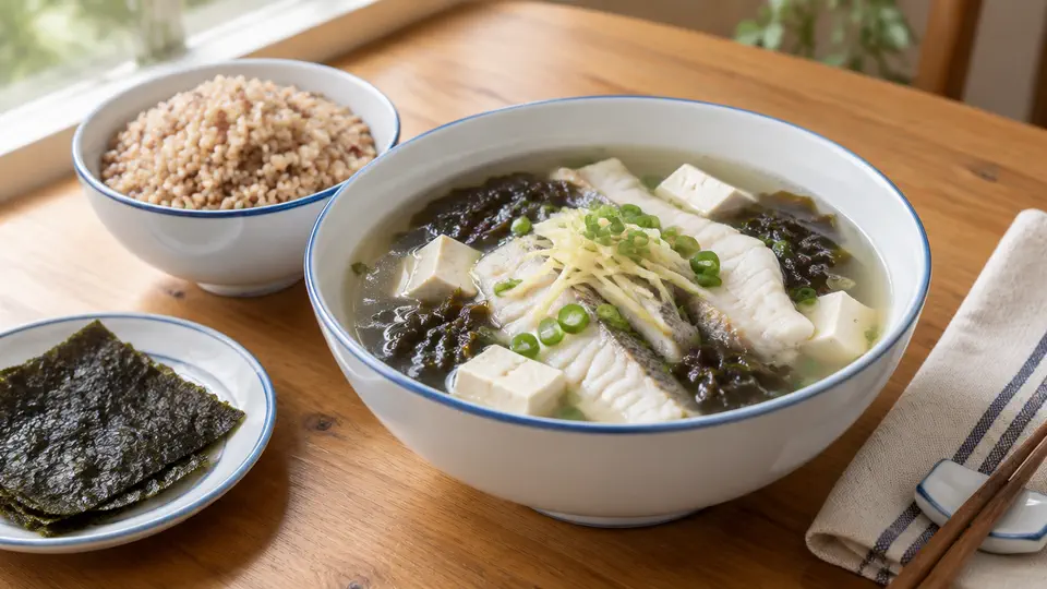 紫菜豆腐魚片湯配糙米飯