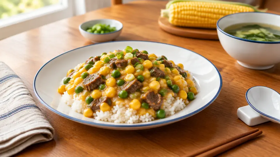粟米牛肉粒燴飯