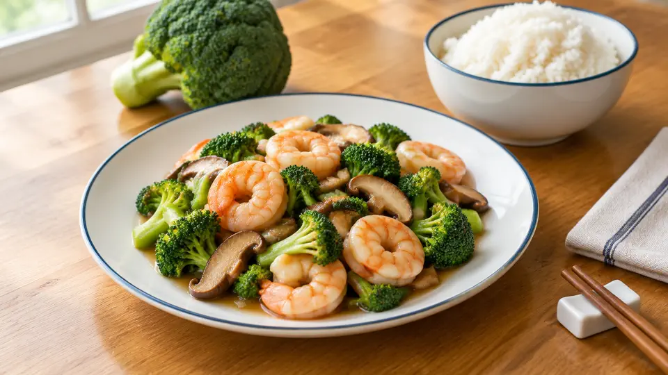 西蘭花炒蝦球飯