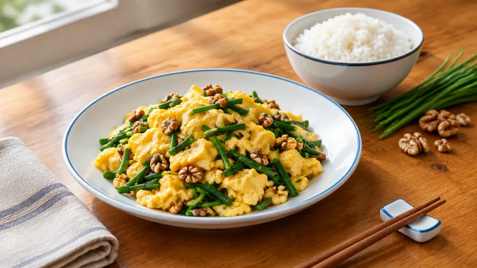 合桃韭菜炒蛋飯