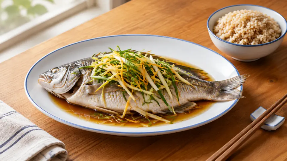 砂仁蒸鯽魚配糙米飯