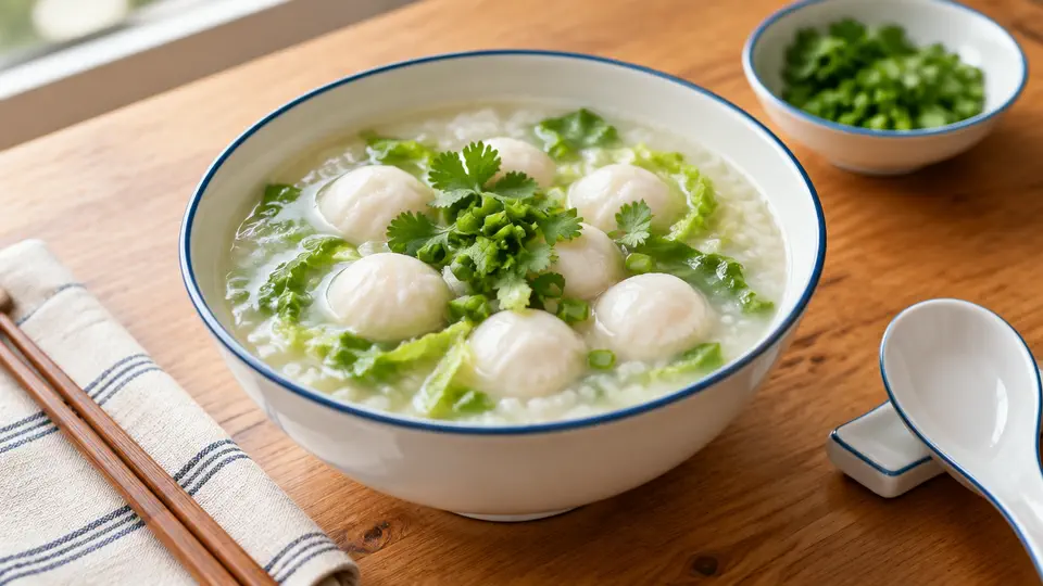 生菜鯪魚球粥
