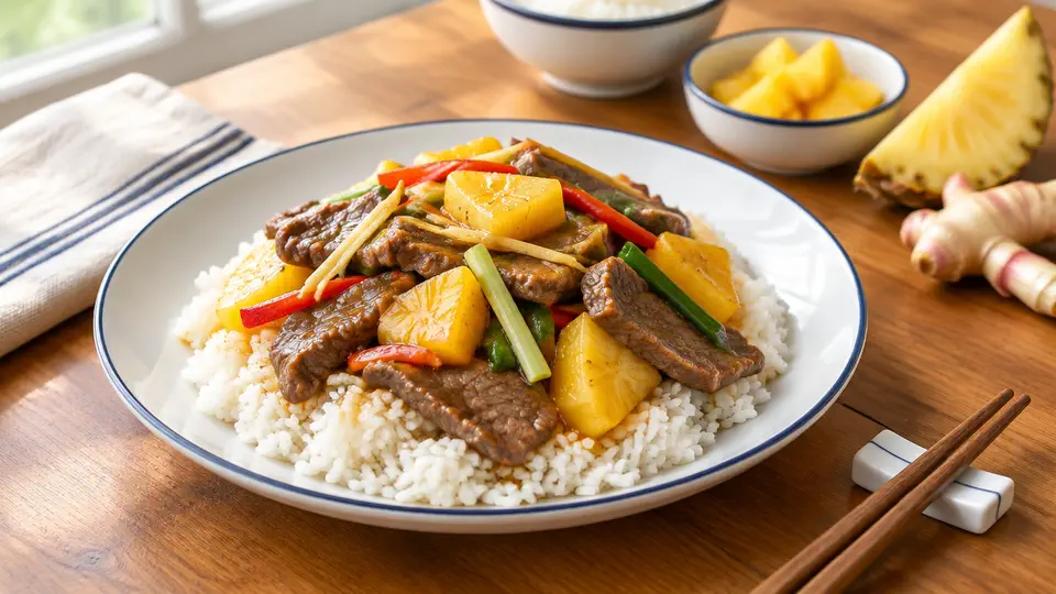 子薑菠蘿炒牛肉飯