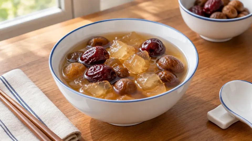 Peach gum, longan and red date sweet soup