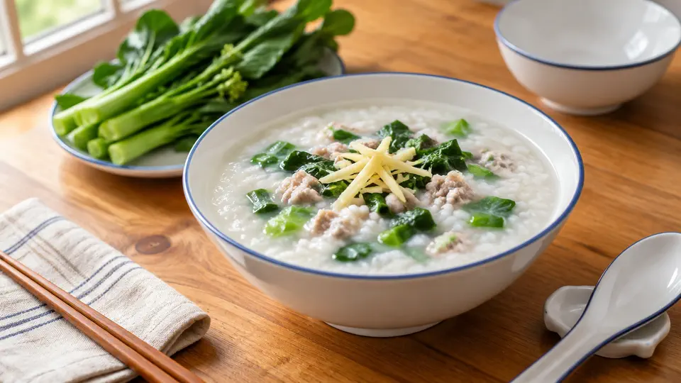 菜心瘦肉粥