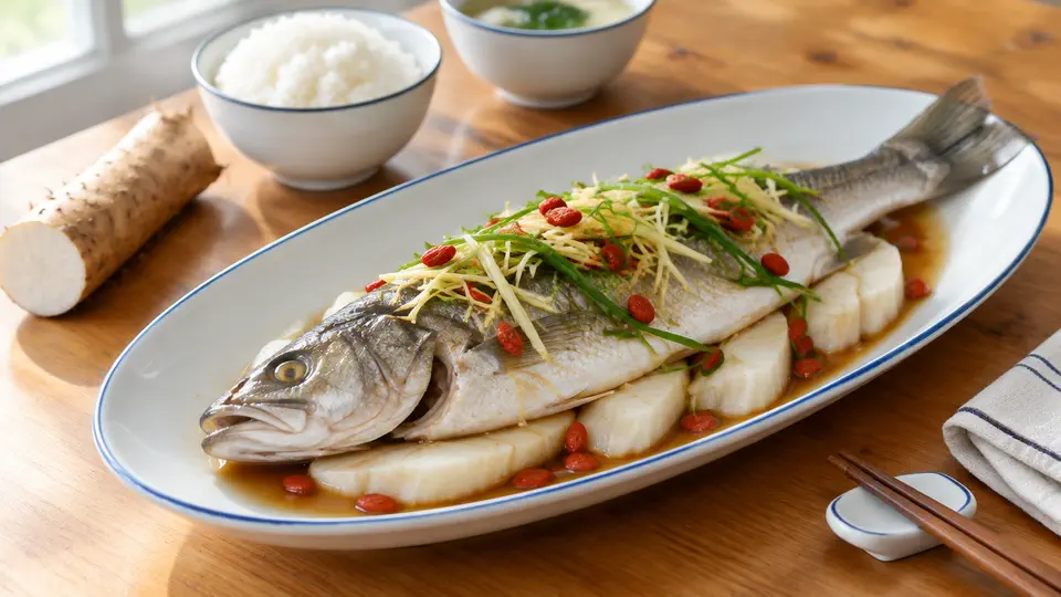 淮山杞子蒸鱸魚