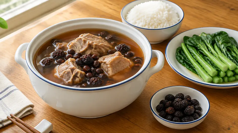 桑椹黑豆豬腱湯
