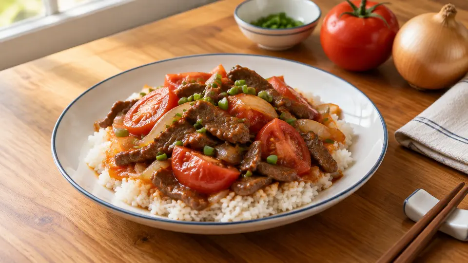 番茄洋蔥炒牛肉飯