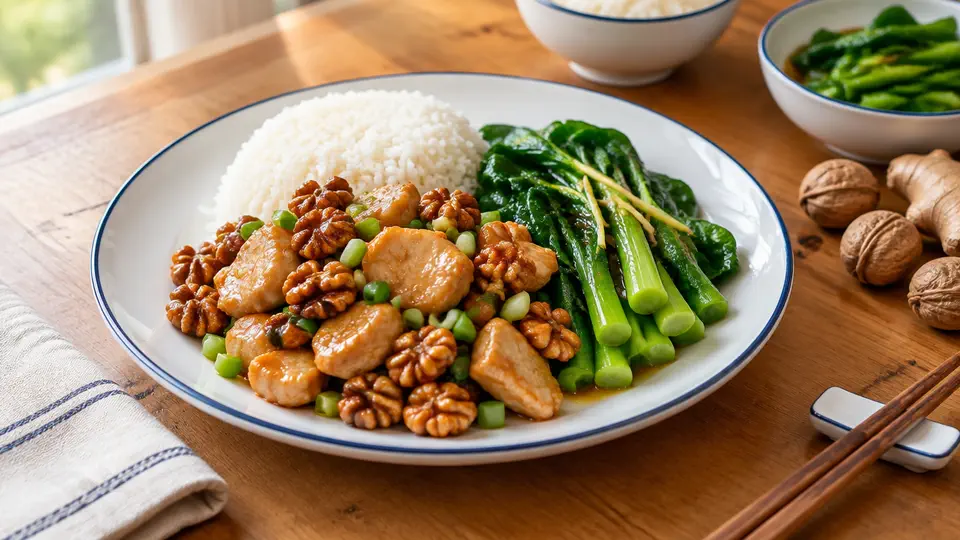 核桃雞丁薑汁芥蘭飯