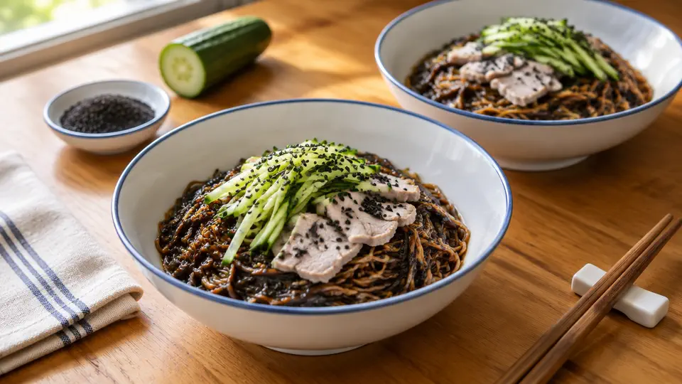 黑芝麻醬肉片撈麵