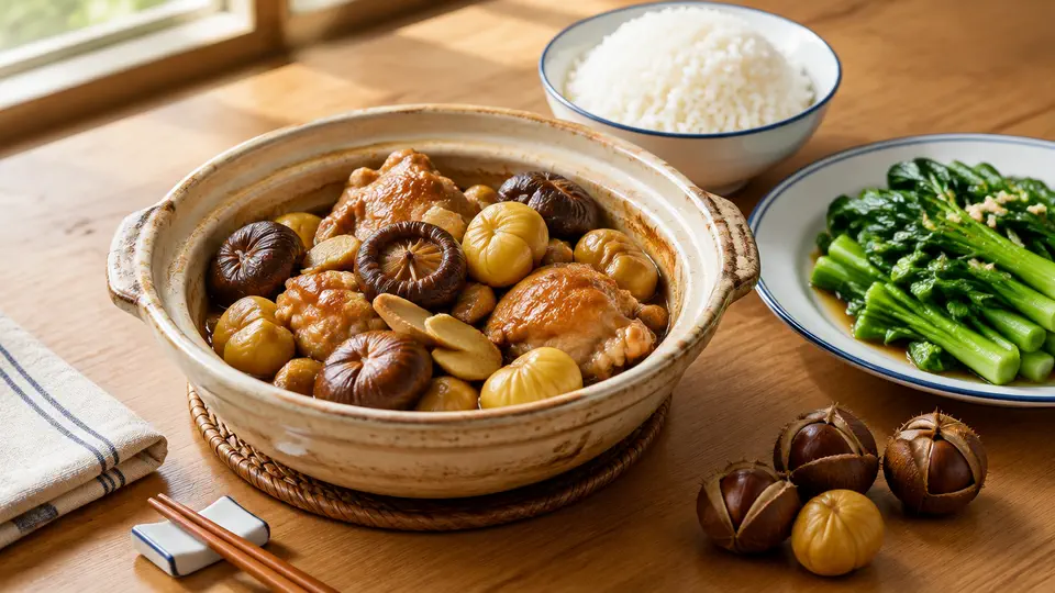 栗子冬菇炆雞