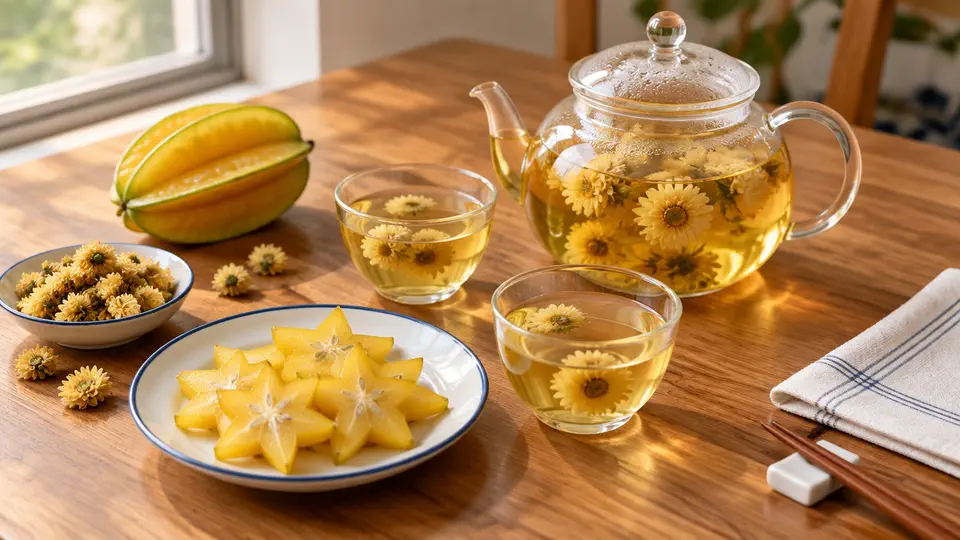 菊花茶配鮮楊桃