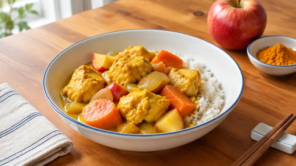 Apple & turmeric chicken curry with rice