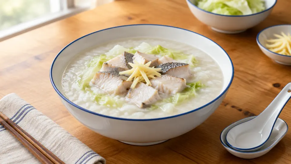 椰菜鯇魚粥