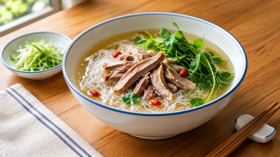 豆苗鴨絲湯米粉