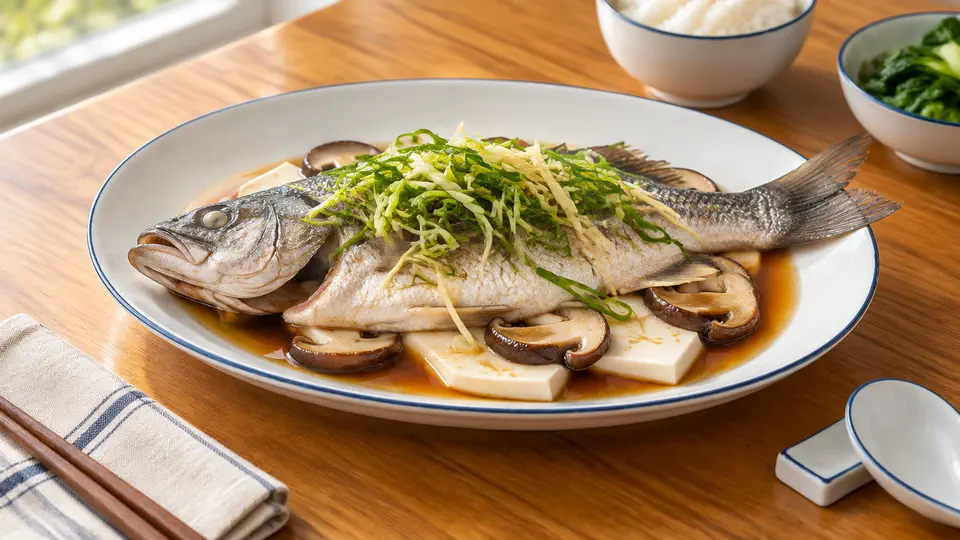 冬菇豆腐蒸鱸魚