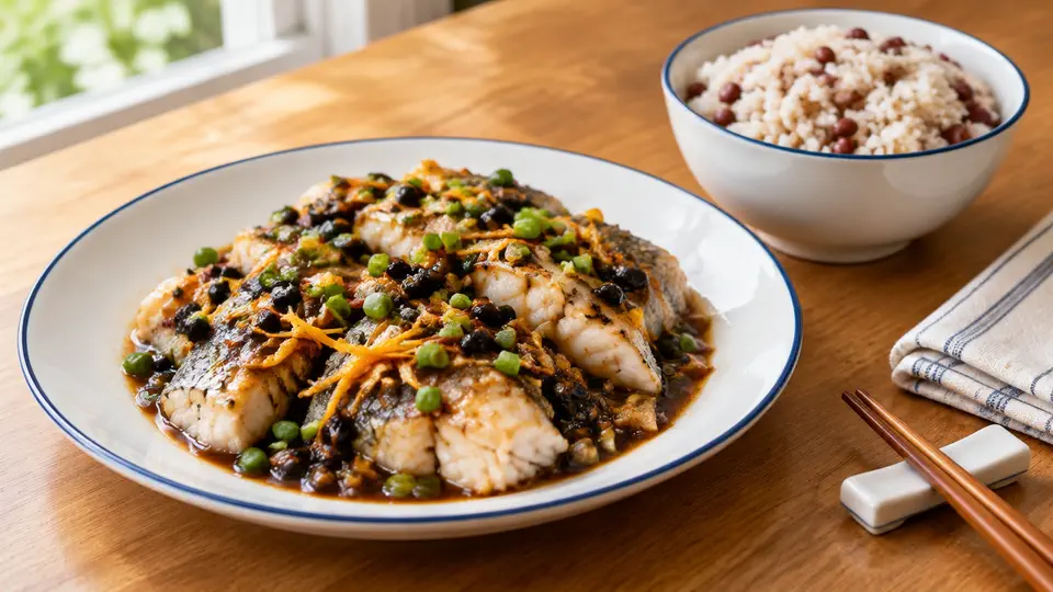 豉汁蒸魚腩配赤小豆飯