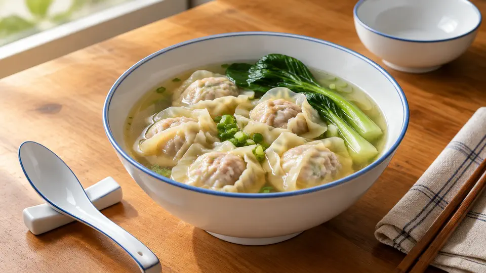 Pork and bok choy wonton soup