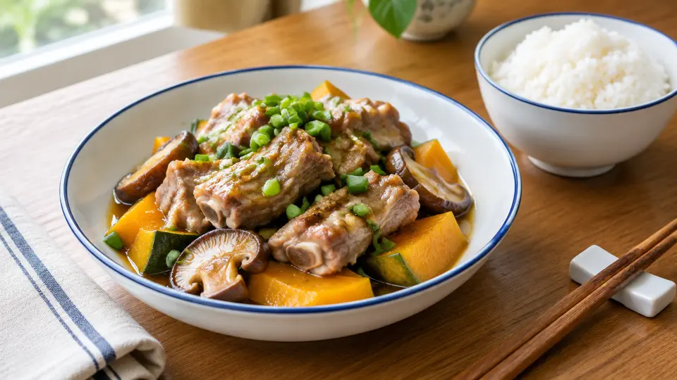 冬菇南瓜蒸排骨飯